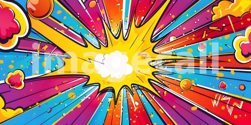 Colorful Comic cartoon pop art background - Ai Generated