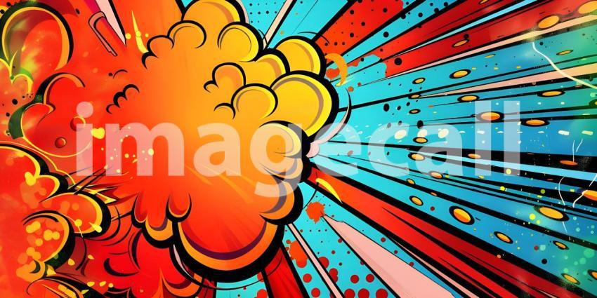 Colorful Comic cartoon pop art background - Ai Generated