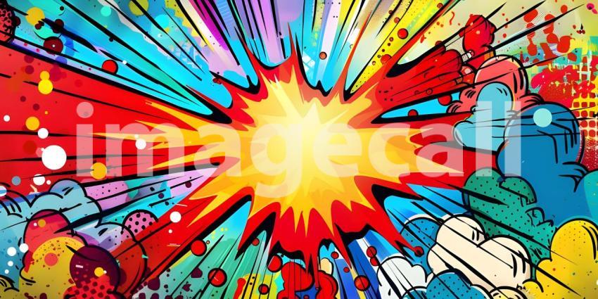 Colorful Comic cartoon pop art background - Ai Generated
