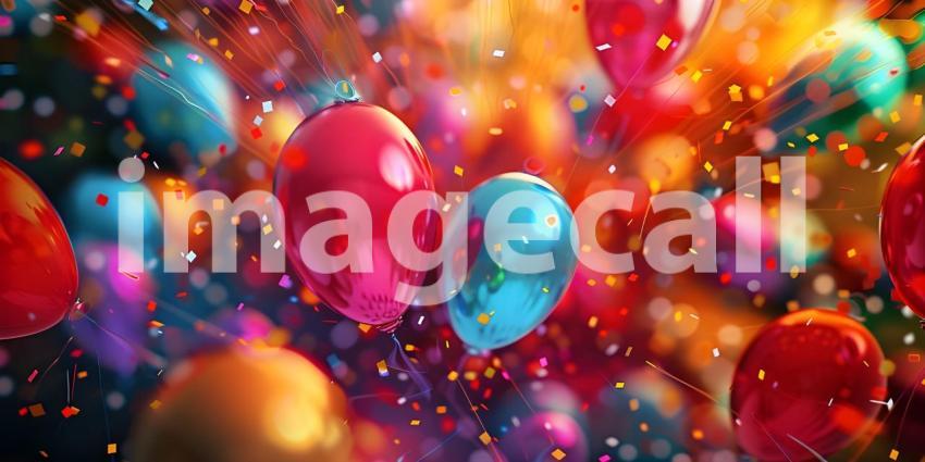 Colorful Celebration Background, Celebration Background Bursting with Color Balloons - Ai Generated