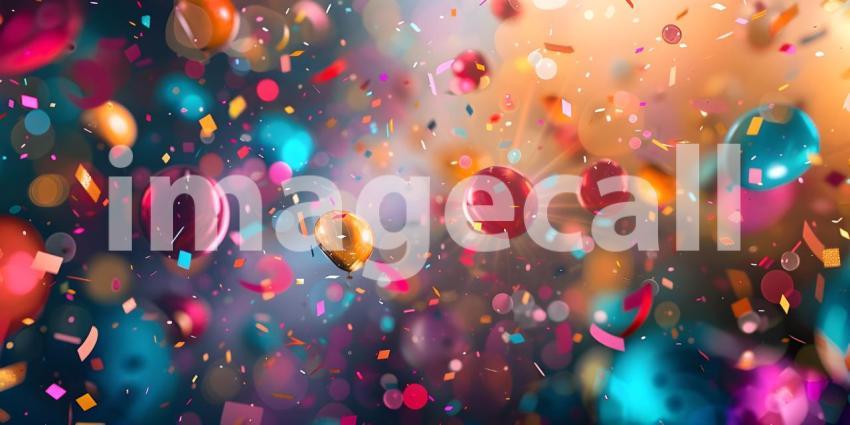 Colorful Celebration Background, Celebration Background Bursting with Color Balloons - Ai Generated