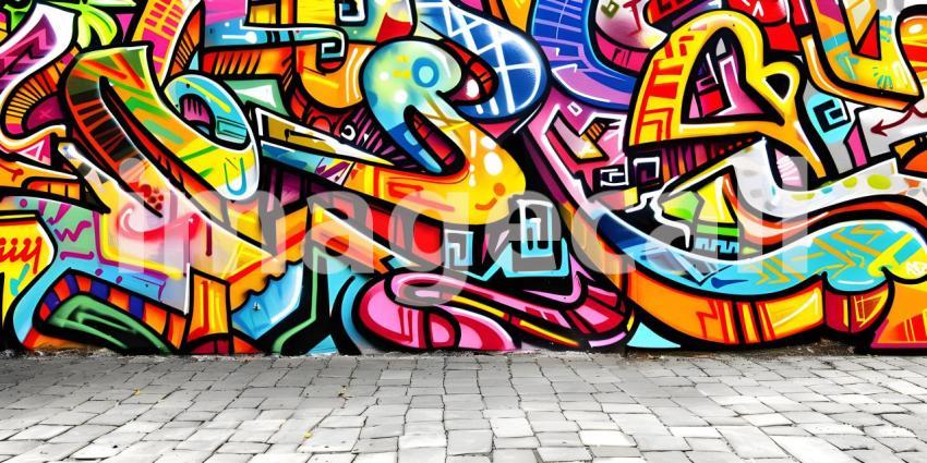 Colorful Graffiti on Wall Background, Background Featuring Colorful Graffiti on Wall - Ai Generated