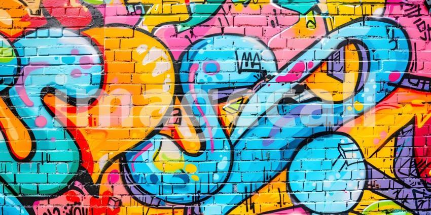 Colorful Graffiti on Wall Background, Background Featuring Colorful Graffiti on Wall - Ai Generated