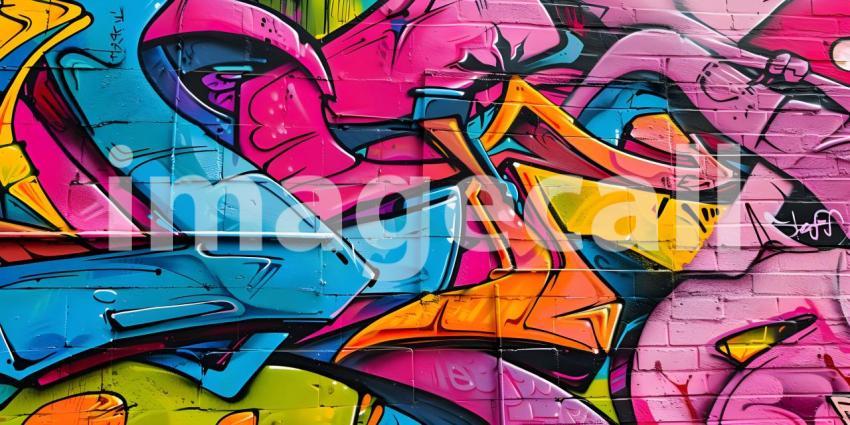 Colorful Graffiti on Wall Background, Background Featuring Colorful Graffiti on Wall - Ai Generated