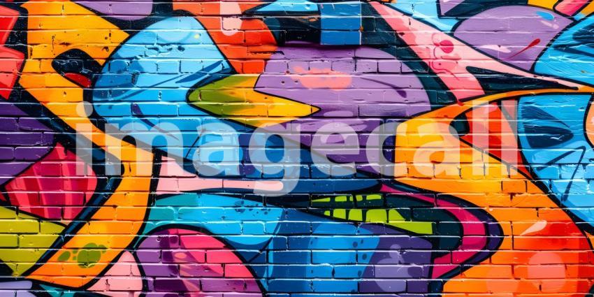 Colorful Graffiti on Wall Background, Background Featuring Colorful Graffiti on Wall - Ai Generated