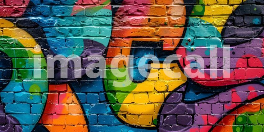 Colorful Graffiti on Wall Background, Background Featuring Colorful Graffiti on Wall - Ai Generated