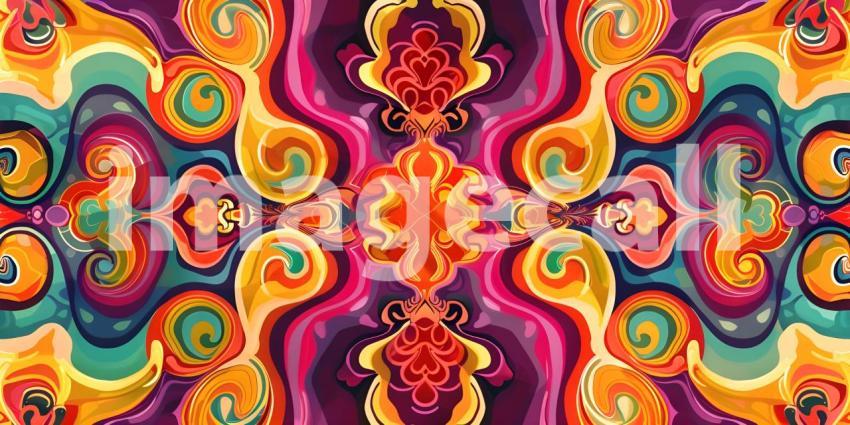 Colorful Seamless retro style groovy psychedelic background - Ai Generated
