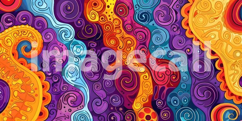 Colorful Seamless retro style groovy psychedelic background - Ai Generated