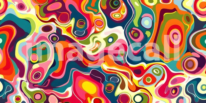 Colorful Seamless retro style groovy psychedelic background - Ai Generated