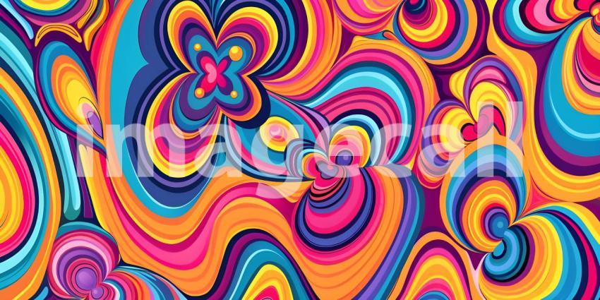 Colorful Seamless retro style groovy psychedelic background - Ai Generated