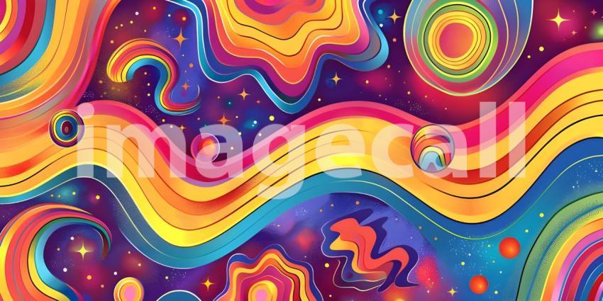 Colorful Seamless retro style groovy psychedelic background - Ai Generated
