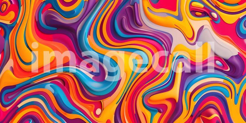 Colorful Seamless retro style groovy psychedelic background - Ai Generated