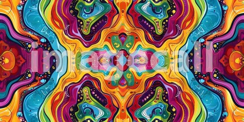 Colorful Seamless retro style groovy psychedelic background - Ai Generated