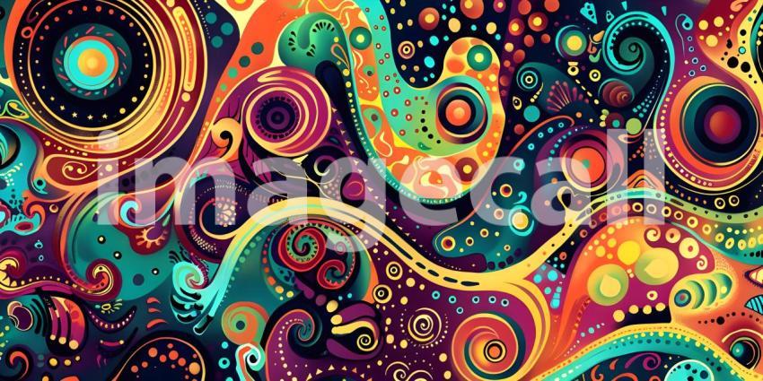 Colorful Seamless retro style groovy psychedelic background - Ai Generated
