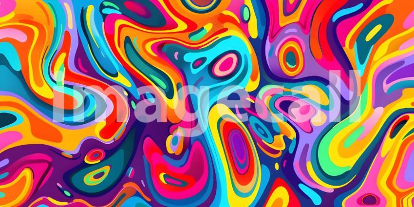 Colorful Seamless retro style groovy psychedelic background - Ai Generated