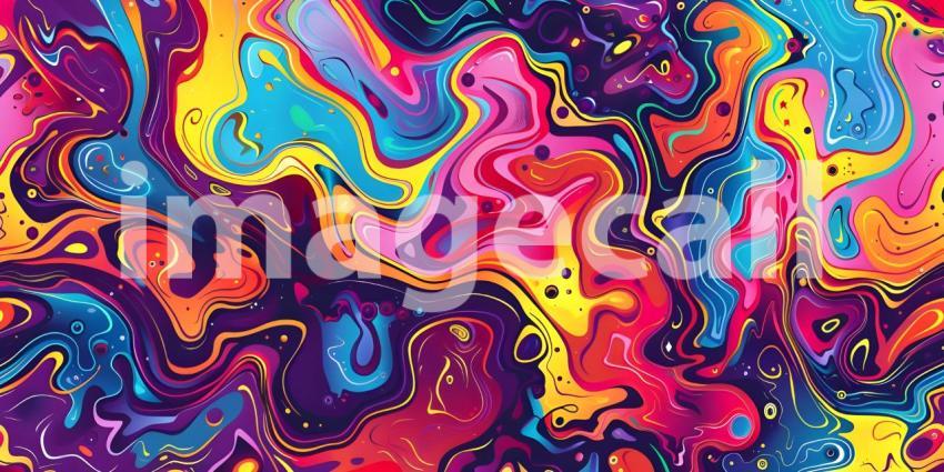 Colorful Seamless retro style groovy psychedelic background - Ai Generated