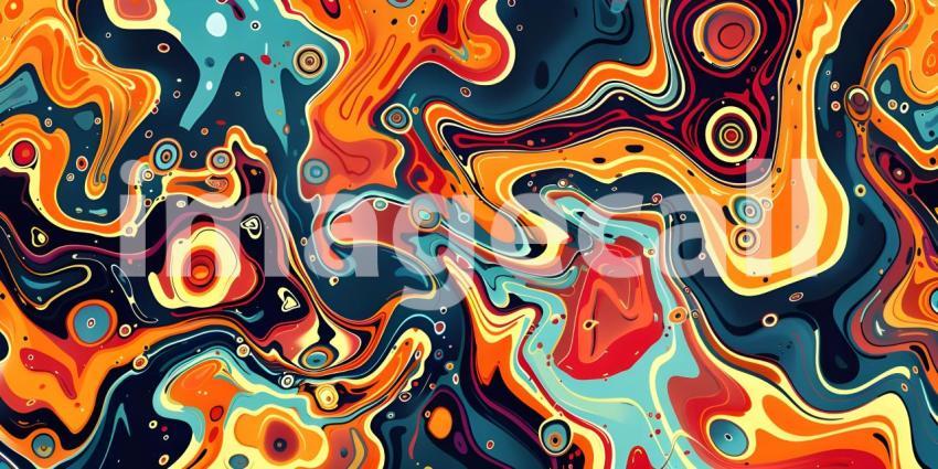 Colorful Seamless retro style groovy psychedelic background - Ai Generated