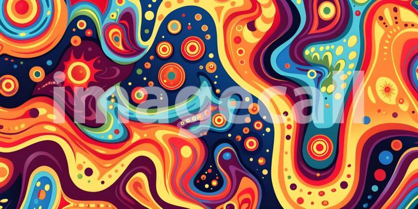 Colorful Seamless retro style groovy psychedelic background - Ai Generated