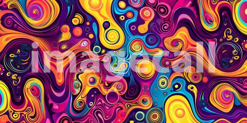 Colorful Seamless retro style groovy psychedelic background - Ai Generated