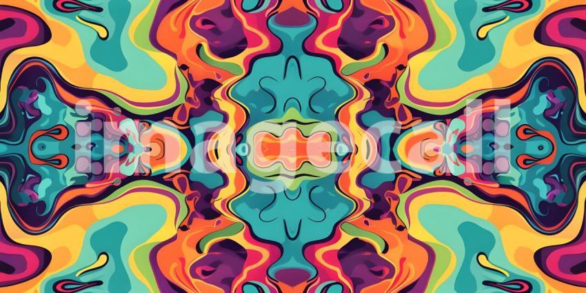Colorful Seamless retro style groovy psychedelic background - Ai Generated
