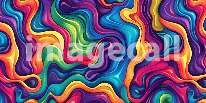 Colorful Seamless retro style groovy psychedelic background - Ai Generated
