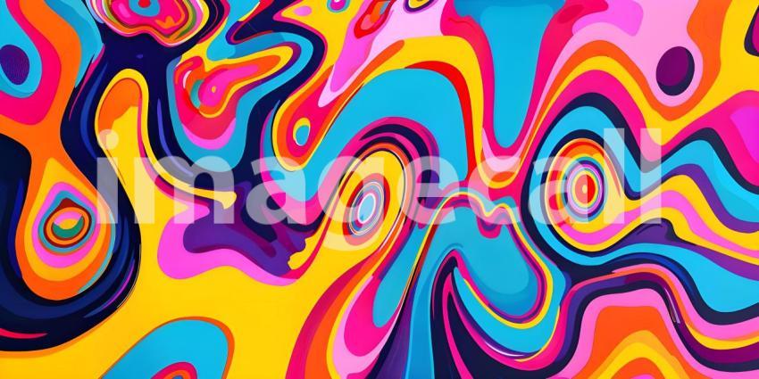 Colorful Seamless retro style groovy psychedelic background - Ai Generated