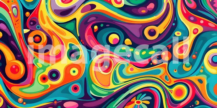 Colorful Seamless retro style groovy psychedelic background - Ai Generated