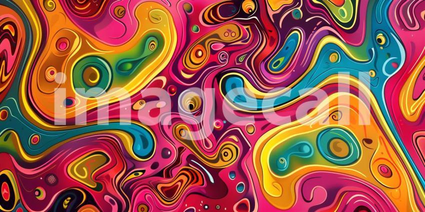 Colorful Seamless retro style groovy psychedelic background - Ai Generated