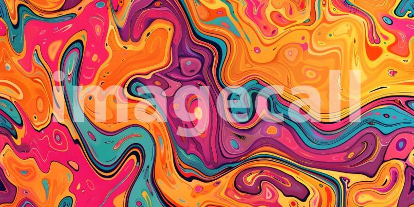 Colorful Seamless retro style groovy psychedelic background - Ai Generated
