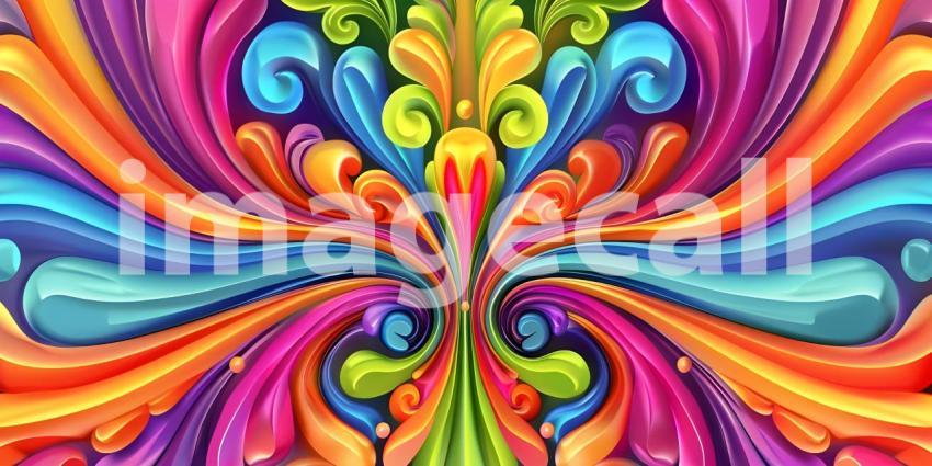 Colorful Seamless retro style groovy psychedelic background - Ai Generated