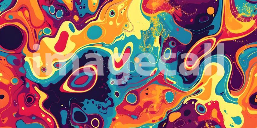 Colorful Seamless retro style groovy psychedelic background - Ai Generated