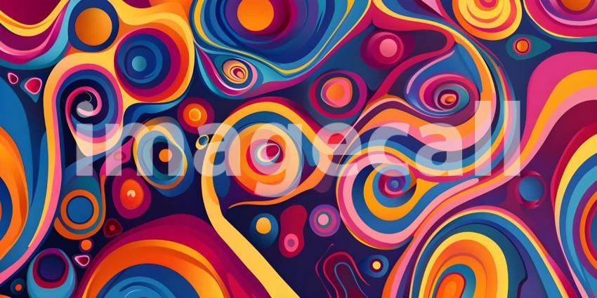 Colorful Seamless retro style groovy psychedelic background - Ai Generated