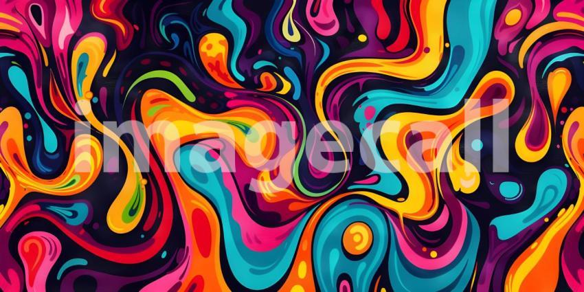 Colorful Seamless retro style groovy psychedelic background - Ai Generated