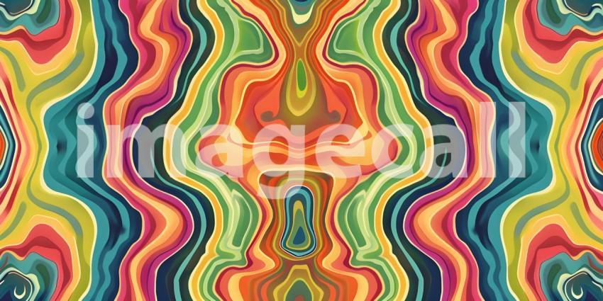 Colorful Seamless retro style groovy psychedelic background - Ai Generated