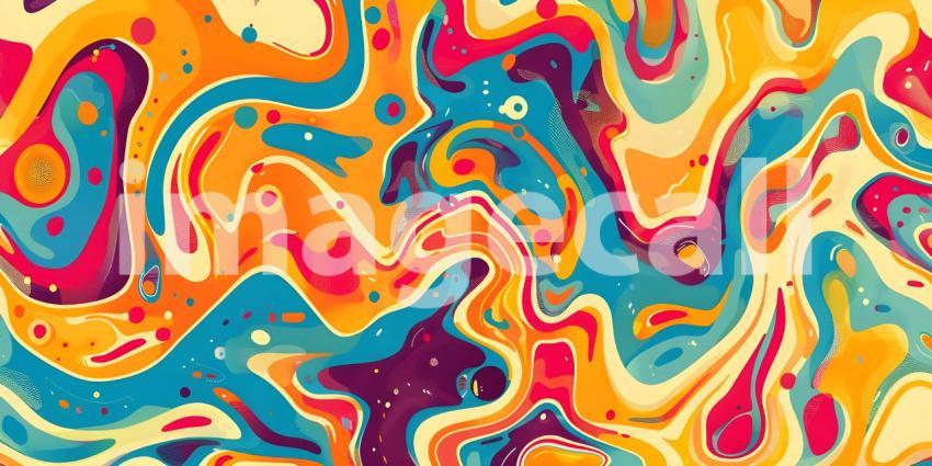 Colorful Seamless retro style groovy psychedelic background - Ai Generated
