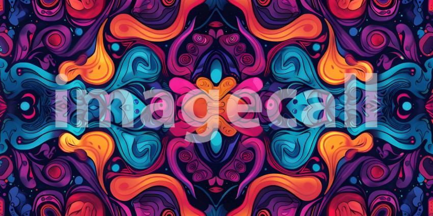 Colorful Seamless retro style groovy psychedelic background - Ai Generated