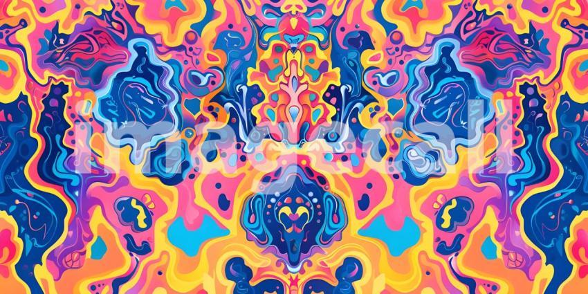 Colorful Seamless retro style groovy psychedelic background - Ai Generated