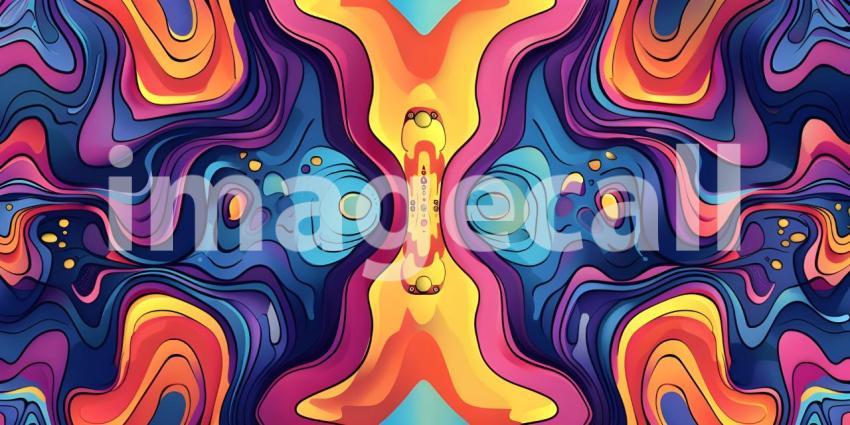 Colorful Seamless retro style groovy psychedelic background - Ai Generated