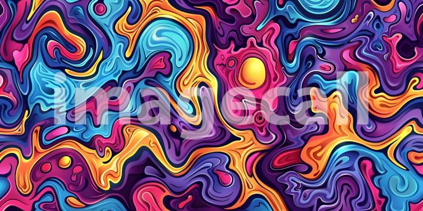 Colorful Seamless retro style groovy psychedelic background - Ai Generated