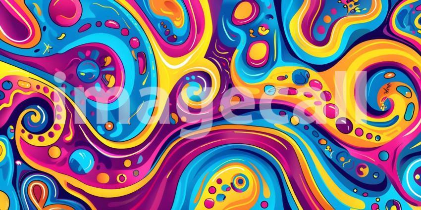 Colorful Seamless retro style groovy psychedelic background - Ai Generated