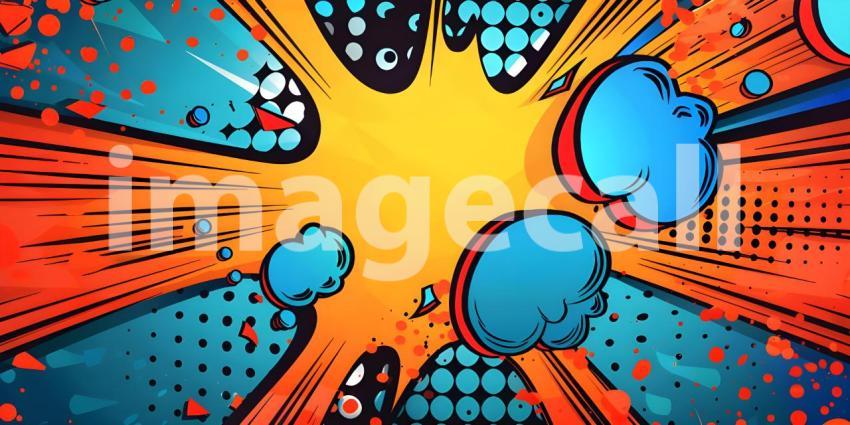 Colorful Comic cartoon pop art background - Ai Generated