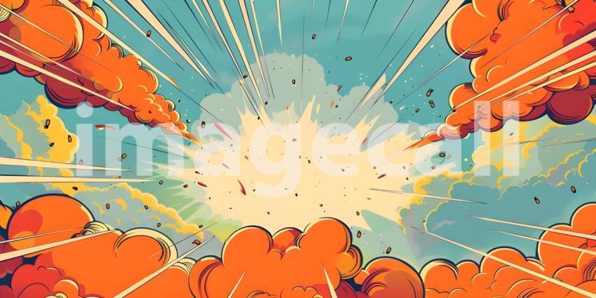 Colorful Comic cartoon pop art background - Ai Generated