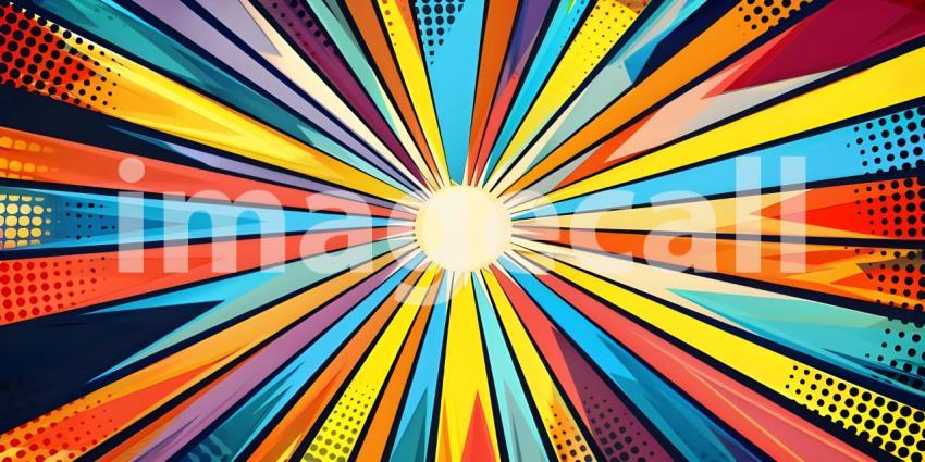 Comic book pop art strip radial background - Ai Generated