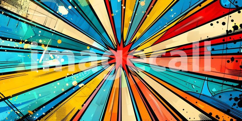 Comic book pop art strip radial background - Ai Generated