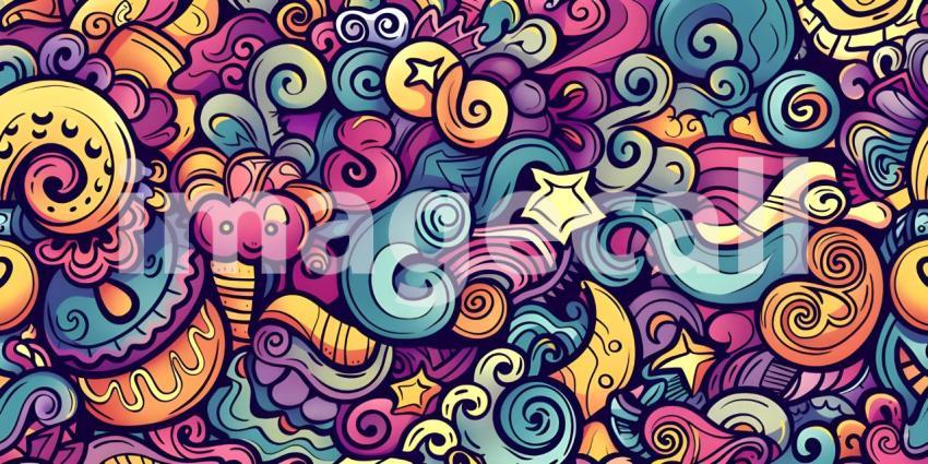Cute doodle seamless pattern background - Ai Generated
