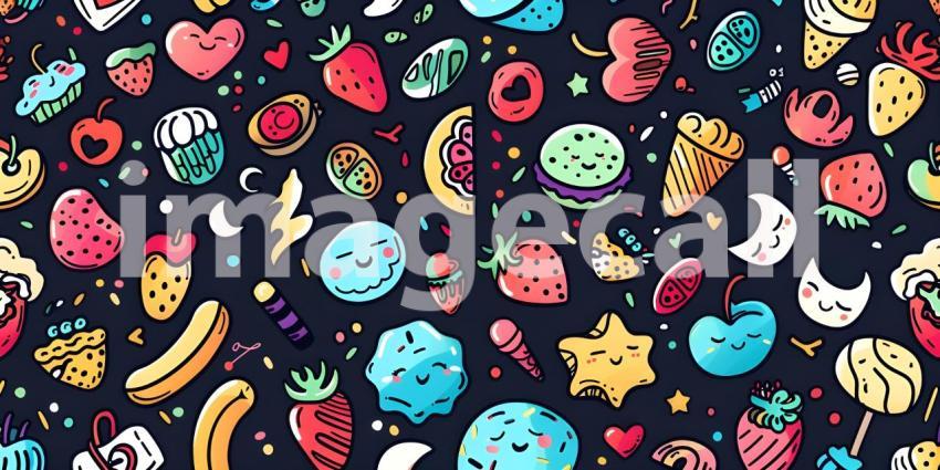 Cute doodle seamless pattern background - Ai Generated