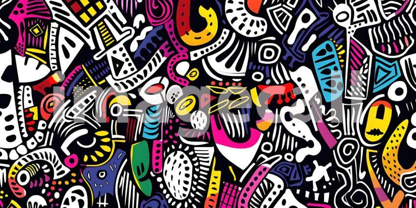 Cute doodle seamless pattern background - Ai Generated