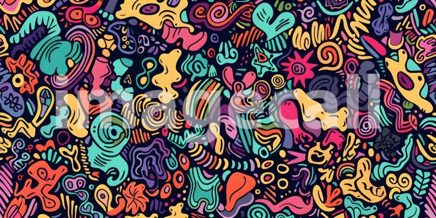 Cute doodle seamless pattern background - Ai Generated