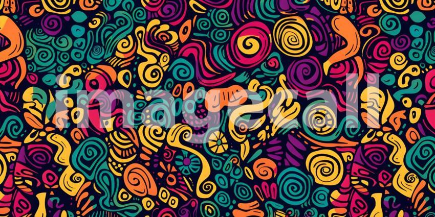 Cute doodle seamless pattern background - Ai Generated