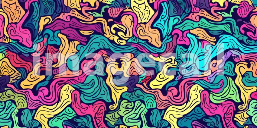 Cute doodle seamless pattern background - Ai Generated